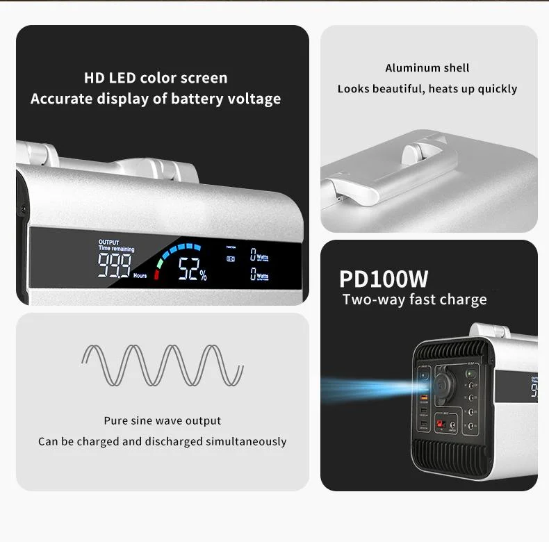 600W 1000W Automotive Lithium Mobile Camping Battery Outdoor Energy Storage Power Supply