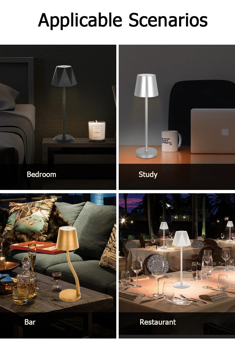Outdoor Hotel Decorative LED Waterproof Charging Table Lamp Movable Beside Night Light Rechargeable Bar Desk Lights Restaurant LED USB Table Camping Lamps