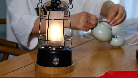 Linterna decorativa de bambú para lámpara de mesa con batería externa USB