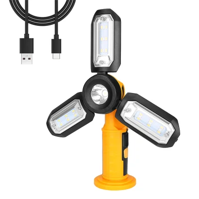 Brightenlux 2022 nuevo diseño alto brillo plegable magnético USB recargable LED luz de trabajo con función de banco de energía