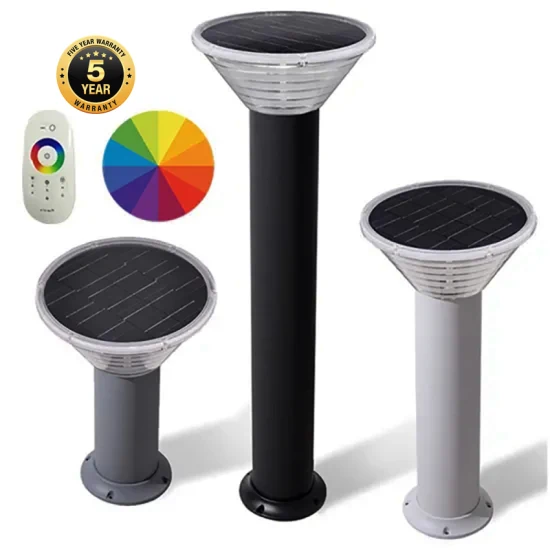 Ik10 RGB bolardo solar luz CCT cambiable blanco cálido/blanco frío luces de camino solar