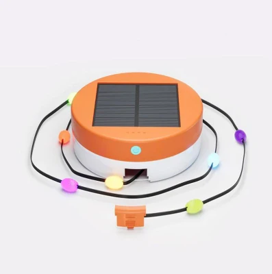 Venta al por mayor a prueba de agua IP65 al aire libre decorativa que acampa RGB Carpa Luz de cadena con panel solar 5m LED Bombilla de luz para acampar con banco de energía Luz solar para acampar