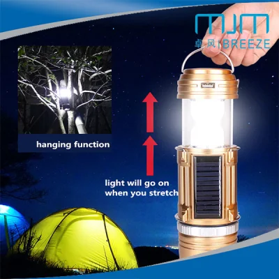 Lámpara LED Zoom de alta calidad con Solar/DC para acampar al aire libre Luz de pesca