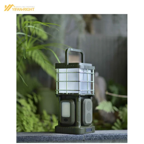Luz de camping fácil de colgar con altavoz Bluetooth en material ecológico