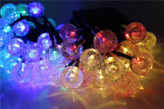 Nuevo exterior impermeable LED colorido decorativo burbuja bola Hada Navidad Xms energía Solar cadena luces para jardín decoración de vacaciones